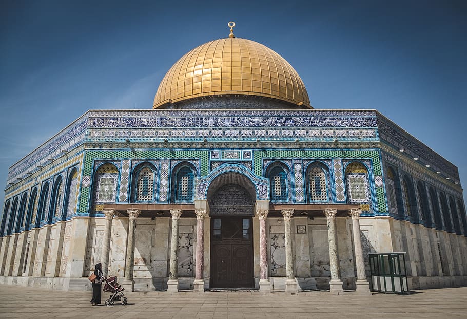 dome of the rock, muslim, dome, east, jerusalem, religion, rock, israel, middle, mount