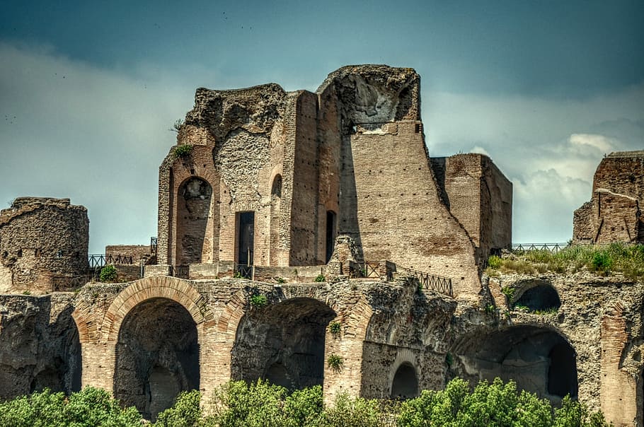 Reruntuhan, istana Flavian, kuno, flavian, foto, historis, Italia, tengara, istana, domain publik