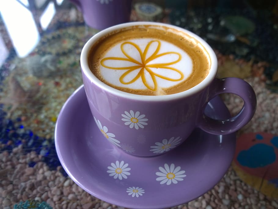 cappuccino pada cangkir, kopi, chingjing, restoran rumah ungu margaret, cangkir, menjelang pagi, sarapan, penyegaran, minum, mug
