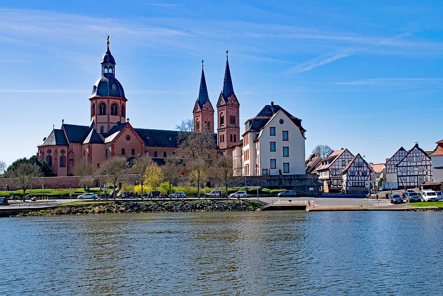 seligenstadt, hesse, germany, church basilica minor, faith, religion, fachwerkhaus, truss, historic center, architecture