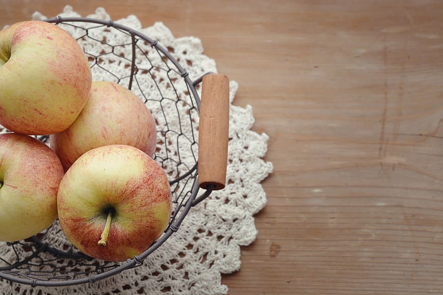 apples, gray, basket, apple, harvest, healthy, bio, fruit basket, food, fruit