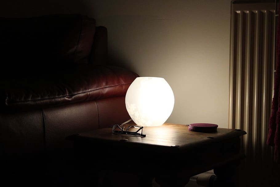 Lamp, Light, Sofa, Home, House, Room, home, house, night, glasses, table