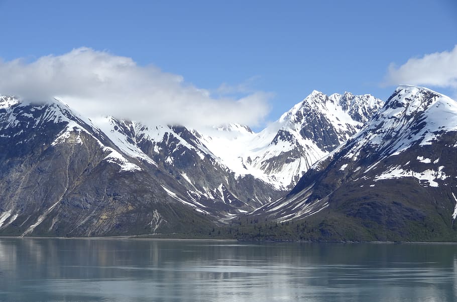 Glacier Bay, Alaska, naturaleza, escénico, crucero, paisaje, montaña, agua, temperatura fría, nieve