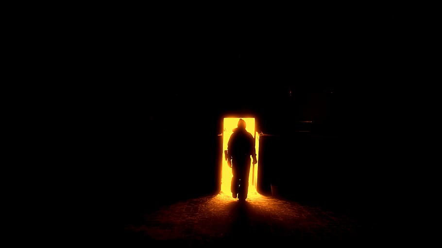 untitled, human silhouette, the door to hell, gates, sun, bright light, volcanic crater, people, girl, friends