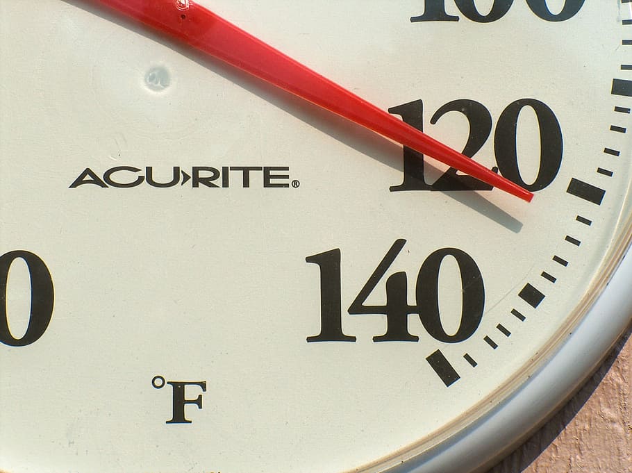 weather, temperature, hot, summer, 120, gauge, thermometer, outdoors, fahrenheit, time