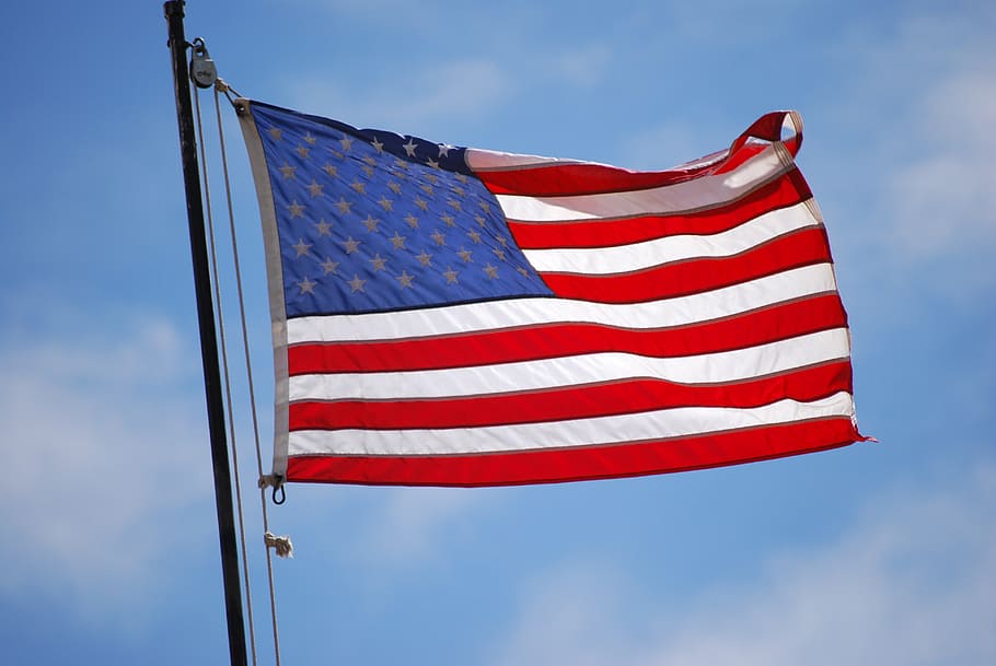 waving, u.s.a flag, pole, daytime, usa, flag, us flag, american flag, united states, america