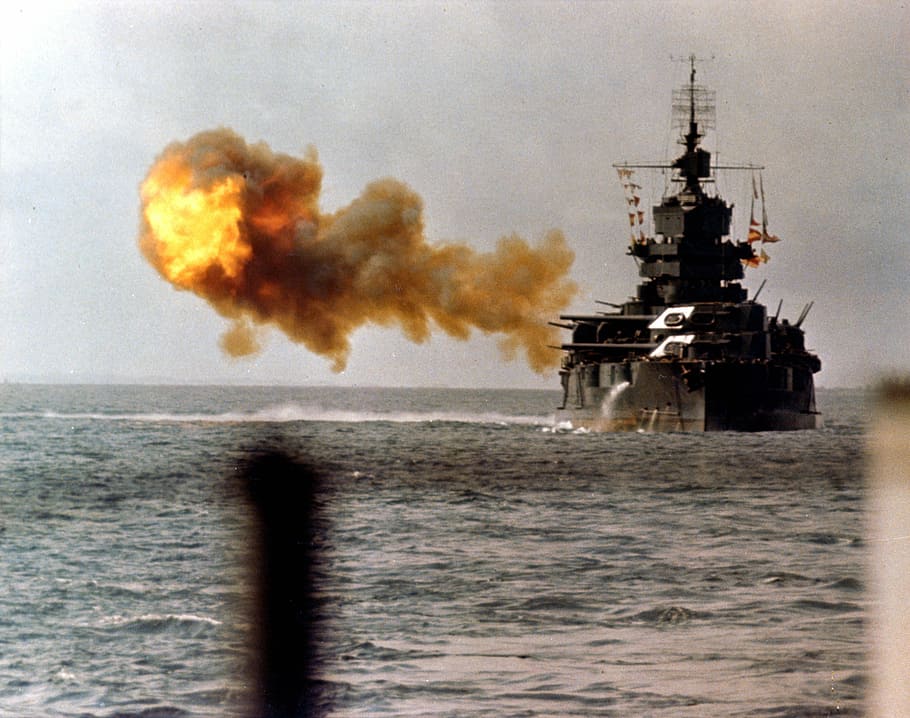 battleship, uss, idaho, shells, world, war, ii, USS Idaho, Okinawa, World War II