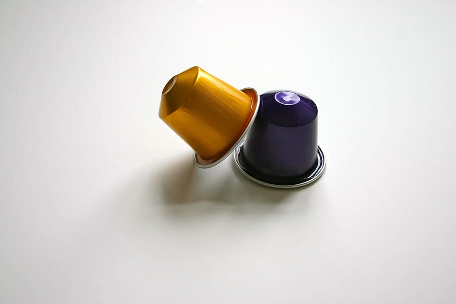 two, yellow, purple, accessories, Coffee, Nespresso, Benefit, benefit from, aluminium, coffee drink