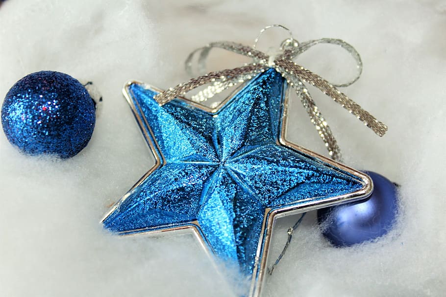 blue, star, ball ornaments, christmas, decoration, background, poinsettia, jewellery, advent, christmas greeting