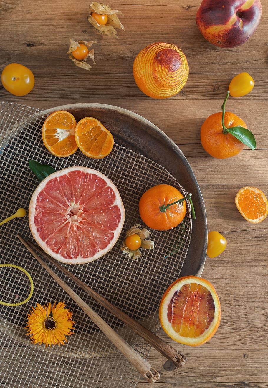 naranja, clementina, cítricos, frutas, mandarinas, flores, comida, comida y bebida, alimentación saludable, color naranja