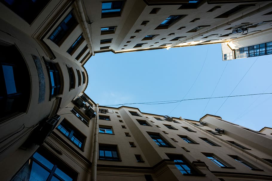 Court, St Petersburg, Well, Travels, sky, russia, architecture, building, look up, details