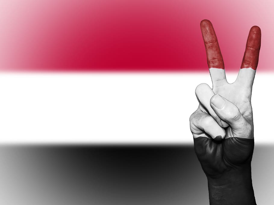 Yemen, Peace, Hand, Nation, Background, banner, colors, country, ensign, flag