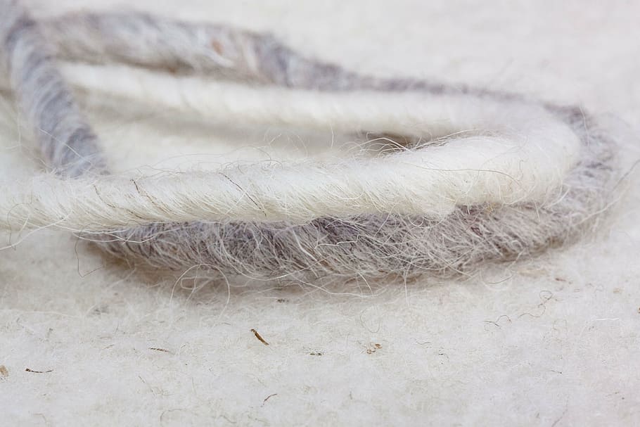 sheep's wool, sheep wool-felt, natural fiber, natural product, felted, middle ages, outer garments, sheep wool cords, grey, white