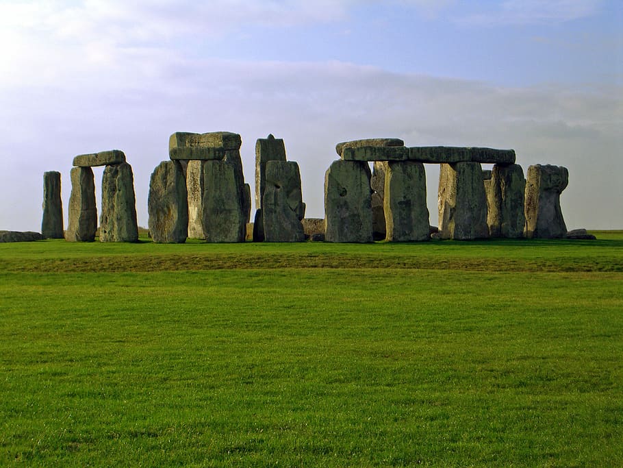 Lanskap Stonehenge, Inggris, kuno, foto, tengara, lanskap, domain publik, langit, stonehenge, wiltshire