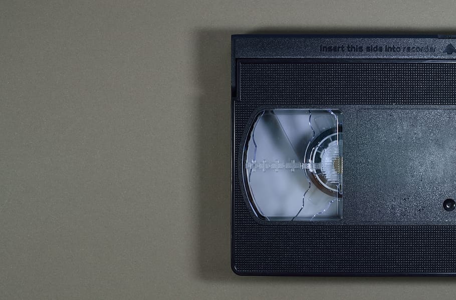 plastic, technology, video, tape, movie, medium, retro, vintage, black, recording