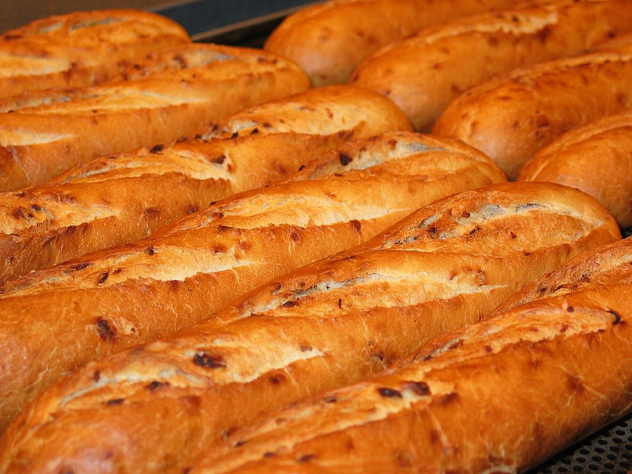 baked breads, baguette, bread, baked goods, food, delicious, eat, frisch, bakery, baked