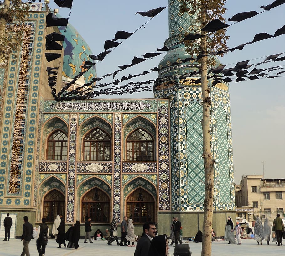 iran, mosque, tehran, the middle east, persia, architecture, built structure, group of people, building exterior, crowd