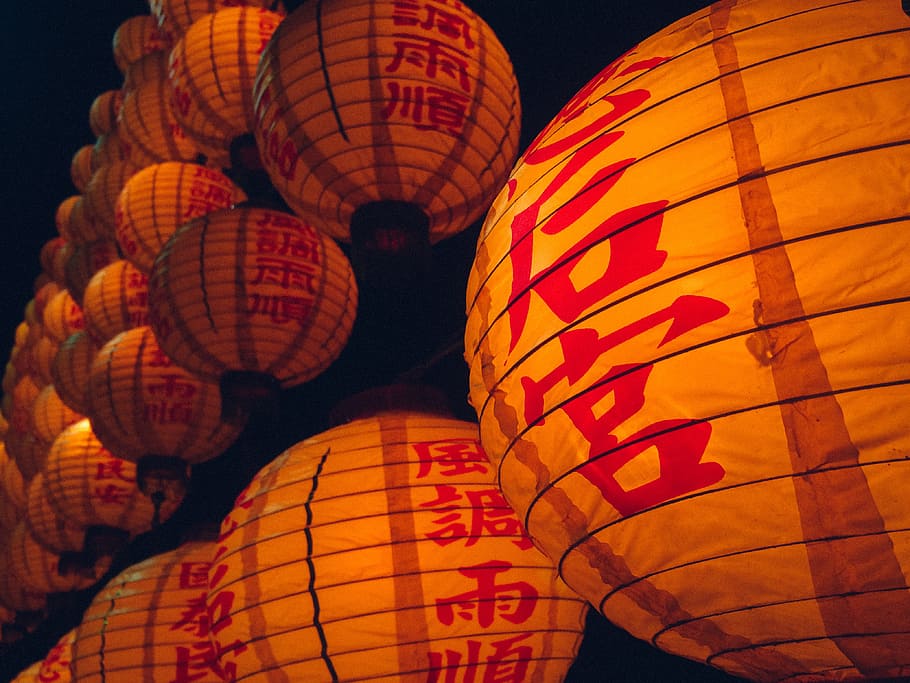 colgando, fotografía de linterna japonesa, linterna china, celebración, chino, festival, linterna, cultura, tradicional, decoración