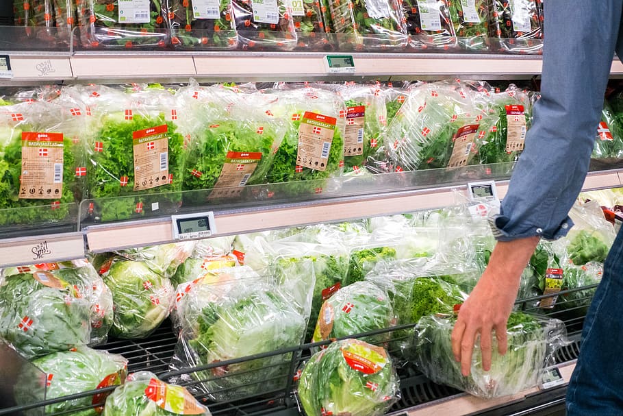 picking, lettuce, grocery store, Woman, hands, healthy, store, people, supermarket, food
