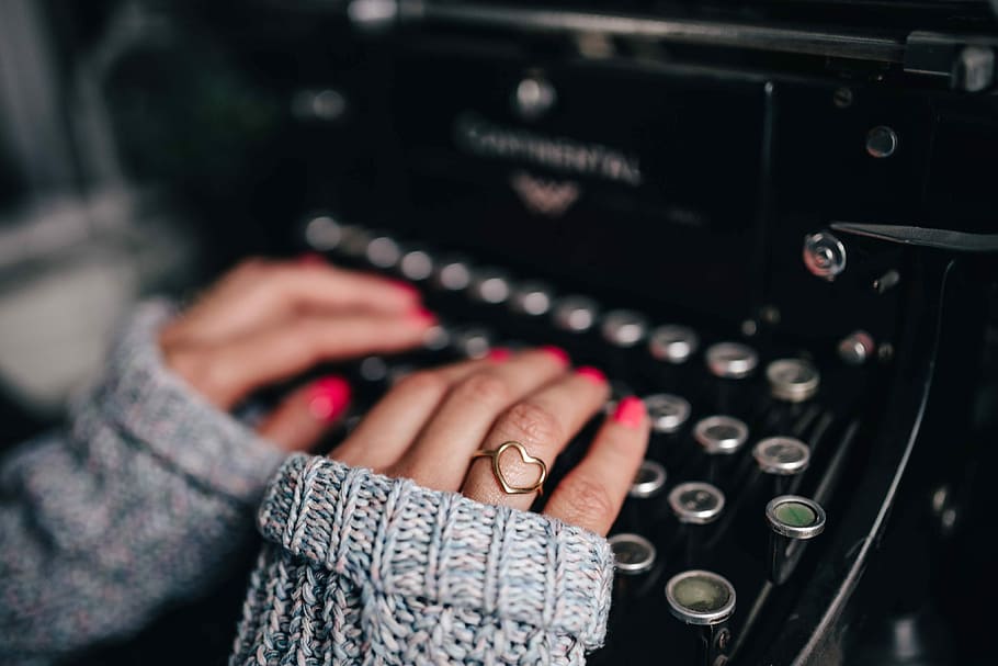 mujer escribiendo, viejo, máquina de escribir, mujer, escribiendo, femenino, vintage, oficina, escritorio, retro