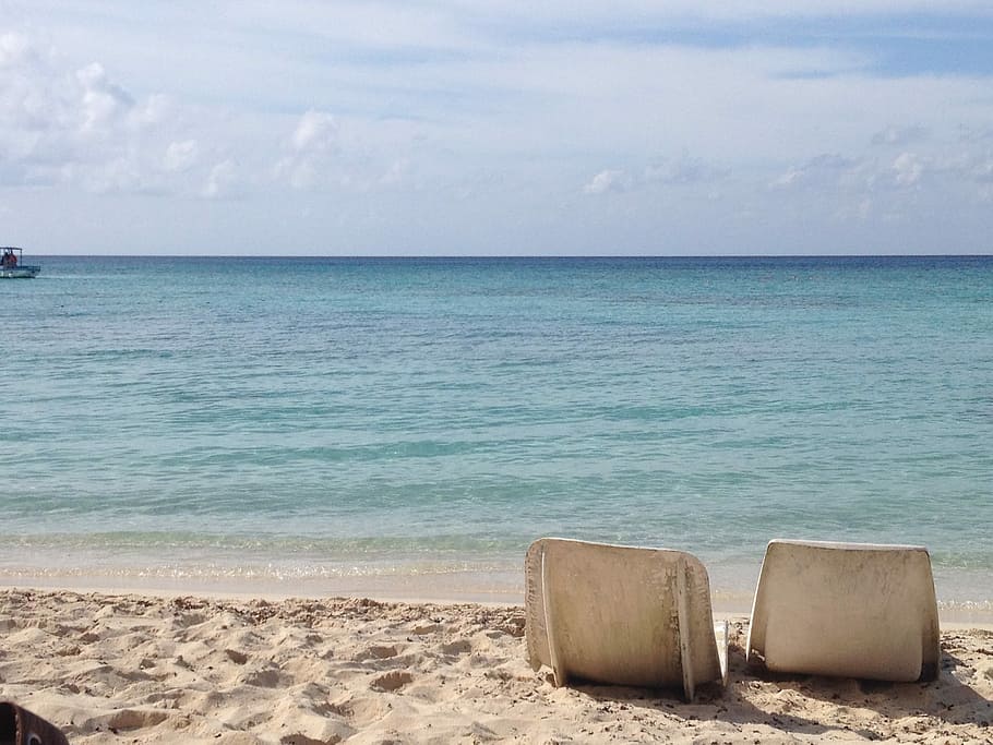 espreguiçadeiras, praia, Cancun, Cozumel, México, areia da praia, turismo, paraíso, mexicano, férias