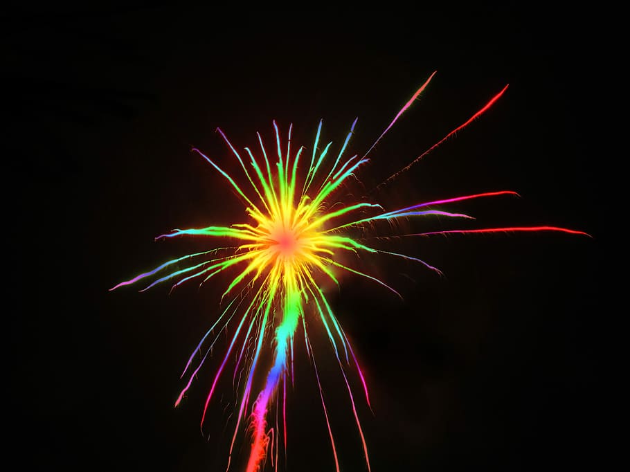 Sylvester, Rocket, Colorful, Fireworks, new year's eve, light, firework display, multi colored, celebration, black background