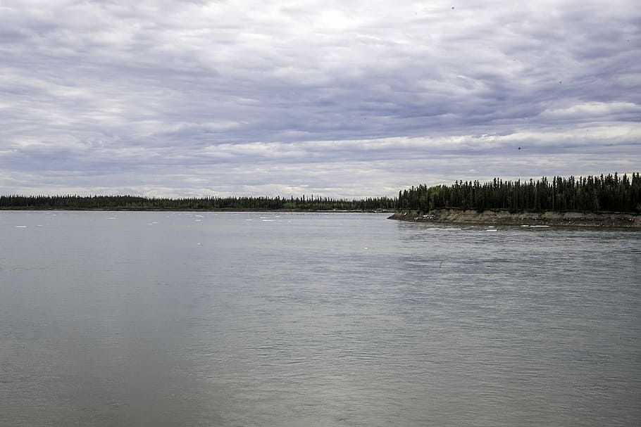 shoreline, river landscape, river, landscape, Fort Providence, canada, clouds, northwest territories, public domain, water