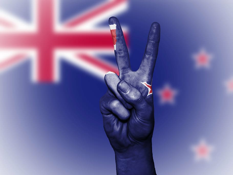 nova zelândia, paz, mão, nação, plano de fundo, bandeira, cores, país, ícone, nacional