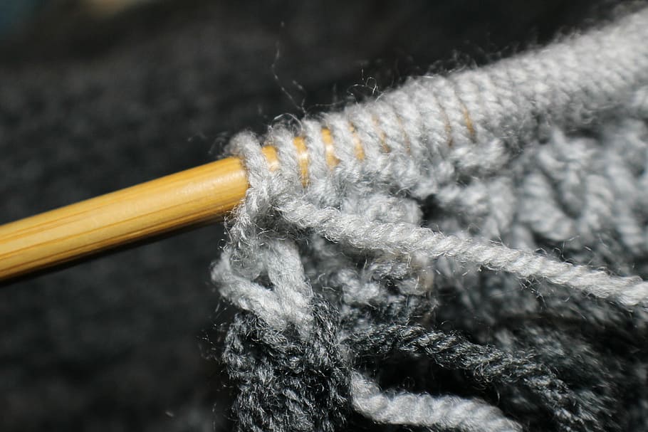 Needle, Knit, Hand, Labor, Hobby, Wool, hand labor, grey, close-up, knitting needle