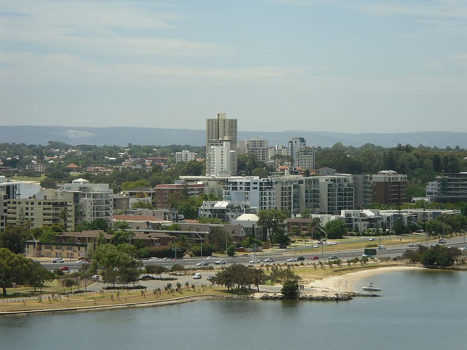 Perth, Scenic, Cityscape, Australia, barat, lansekap, arsitektur, struktur buatan, eksterior bangunan, tepi laut