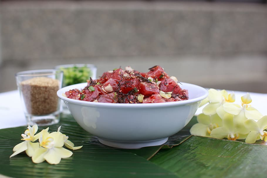 Tuna, Poke, annaseafresh, bowl, food and drink, flower, freshness, close-up, flowering plant, wellbeing