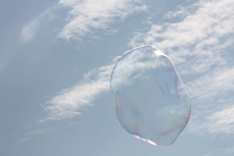 Soap Bubbles, Clouds, sky, make soap bubbles, ease, fly, limitless, floating, blue, airy