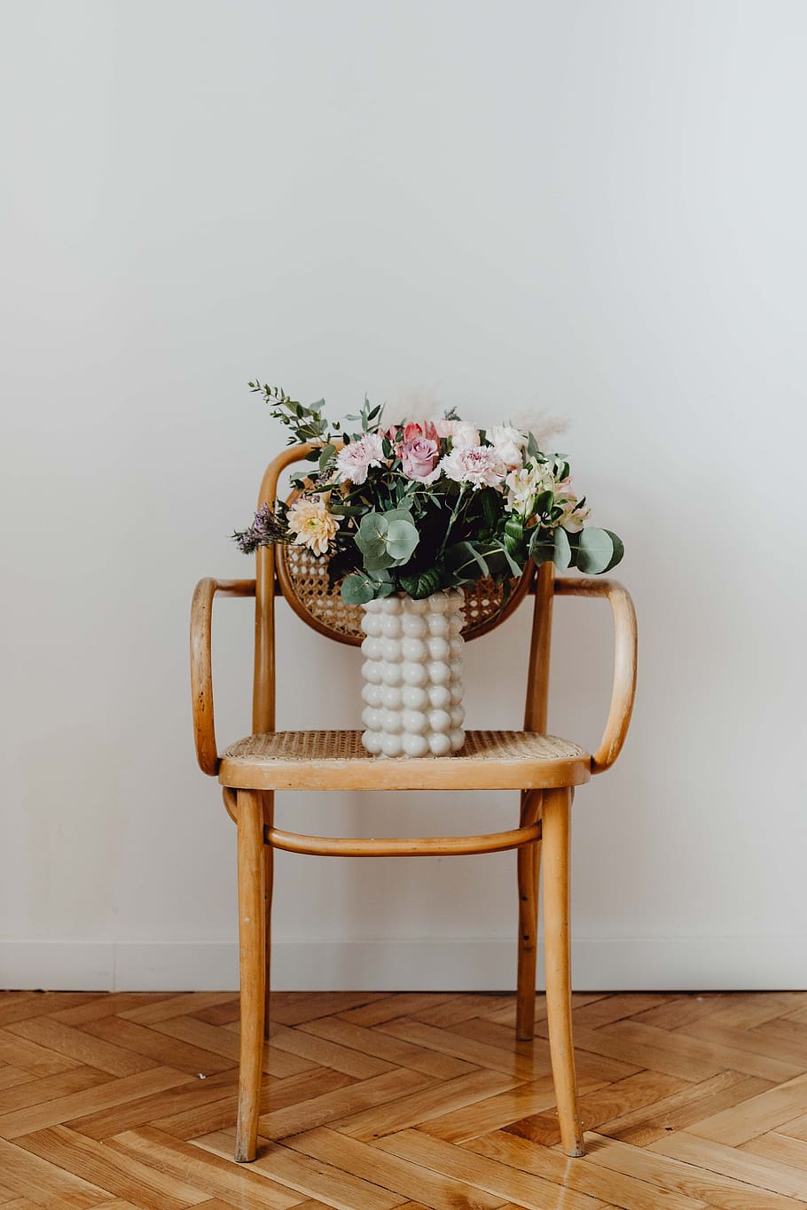 buquê, flores, vaso, floral, cadeira, Linda, madeira, flor, interior, planta com flor