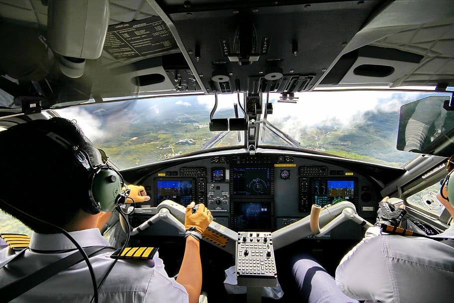 piloto de avión, cubierta, bario, pilotos, borneo, cabina de dhc-6-400, volar, kelabit highlands, de havilland, cabina