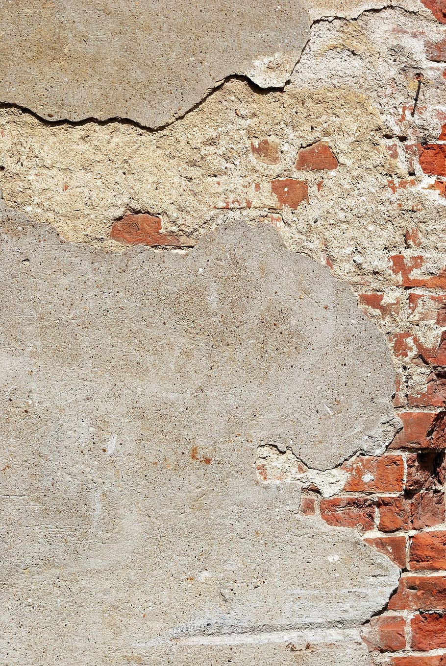 wall, plaster, ripped, weathered, bricks, aged, background, backdrop, texture, textured