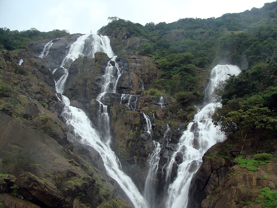 dudhsagar, waterfall, dudh sagar, goa, sahyadri, western ghats, india, beauty in nature, water, scenics - nature