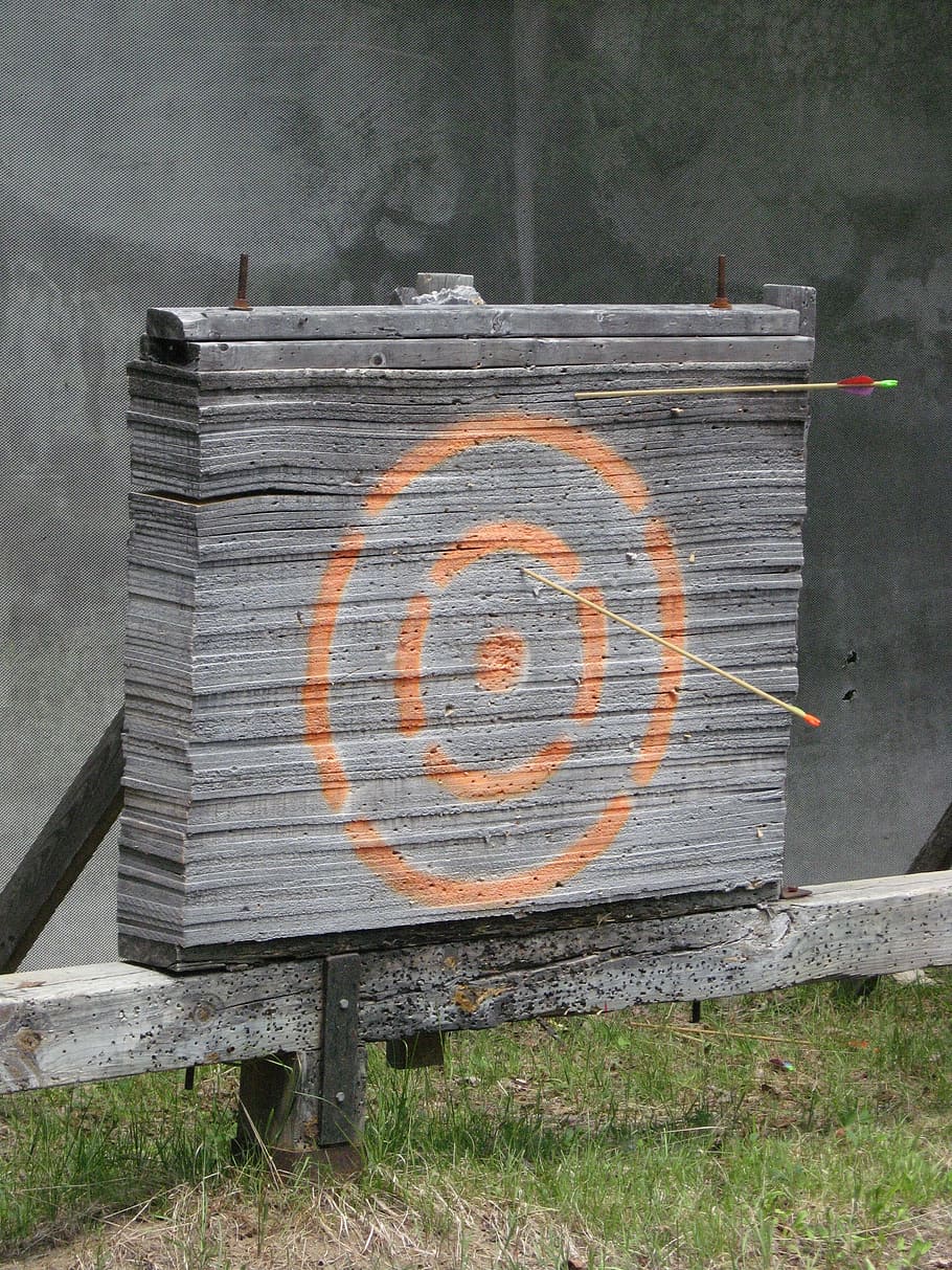 Target, Arrow, Bullseye, Aim, sign, wood - Material, sports Target, day, outdoors, close-up