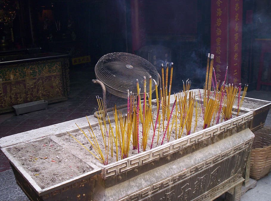 incense, burning, macau, rite, cult, tradition, belief, place of worship, religion, spirituality