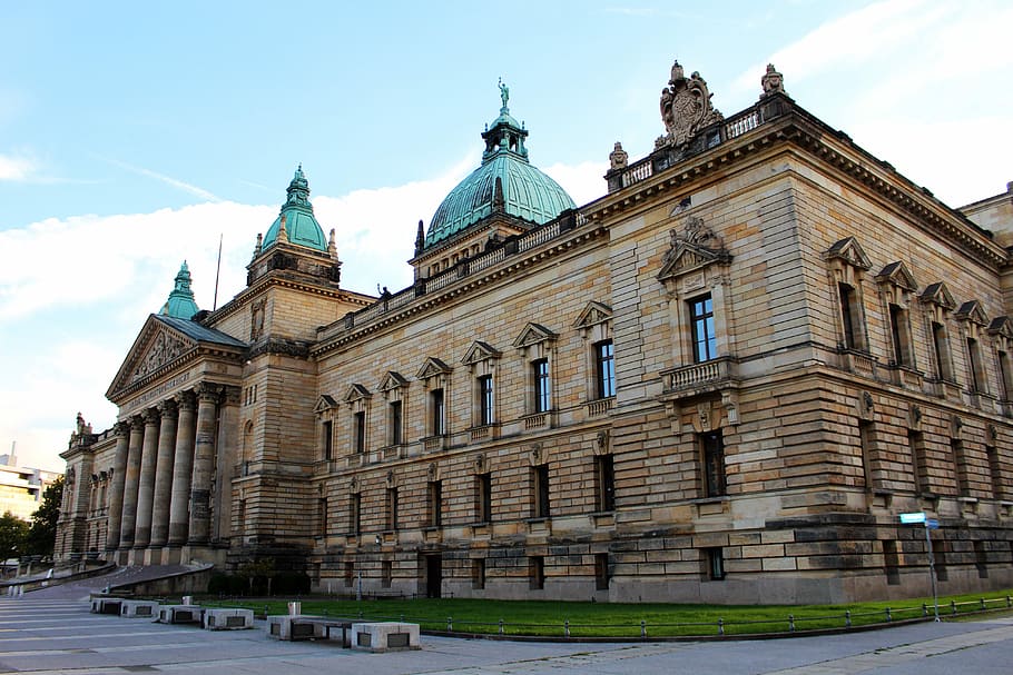 suprema, administrativa, corte, Leipzig, corte administrativa suprema, alemania, cielo, azul, edificio, históricamente