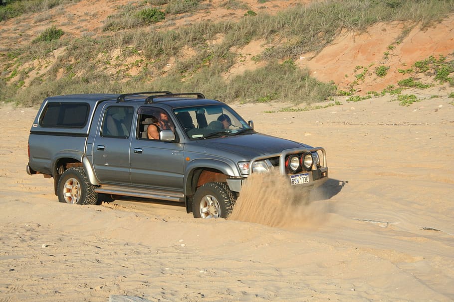 Beach, Sand, 4Wd, Sea, bogged, beach, sand, car, transportation, off-road vehicle, 4x4