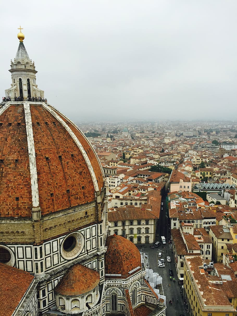 aéreo, ver, casas, durante el día, Florencia, Italia, viajar, arquitectura, Toscana, renacimiento