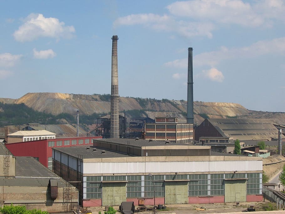 coal, coal mine, serbia, mining, smelting, built structure, architecture, building exterior, sky, cloud - sky