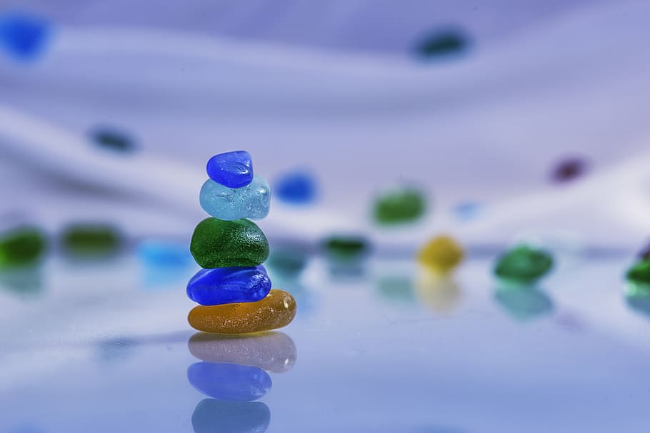 assorted-color stack stones, stones, glass, turquoise, blue, costa, beauty, calm, background, close-up