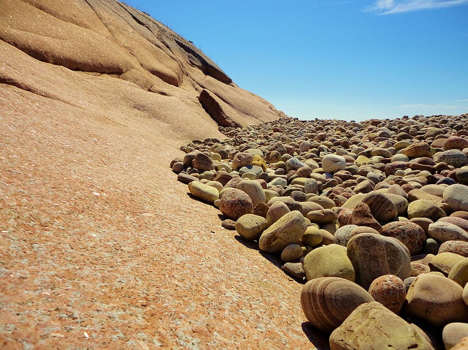 stones, rock, pebbles, scree, beach, solid, rock - object, sky, scenics - nature, nature