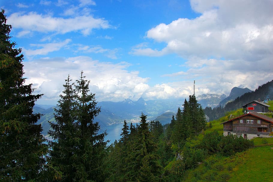 klewenalp, lake lucerne region, mountains, clouds, blue sky, nature, view, vision, outlook, viewpoint