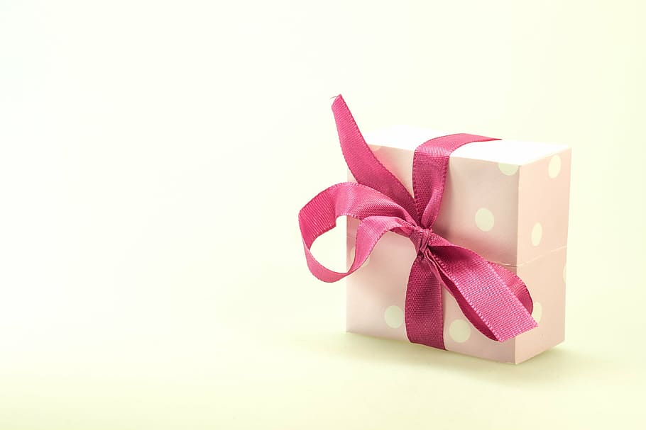rosa, caja, regalo, hecho, sorpresa, lazo, navidad, festival, decoración navideña, embalaje