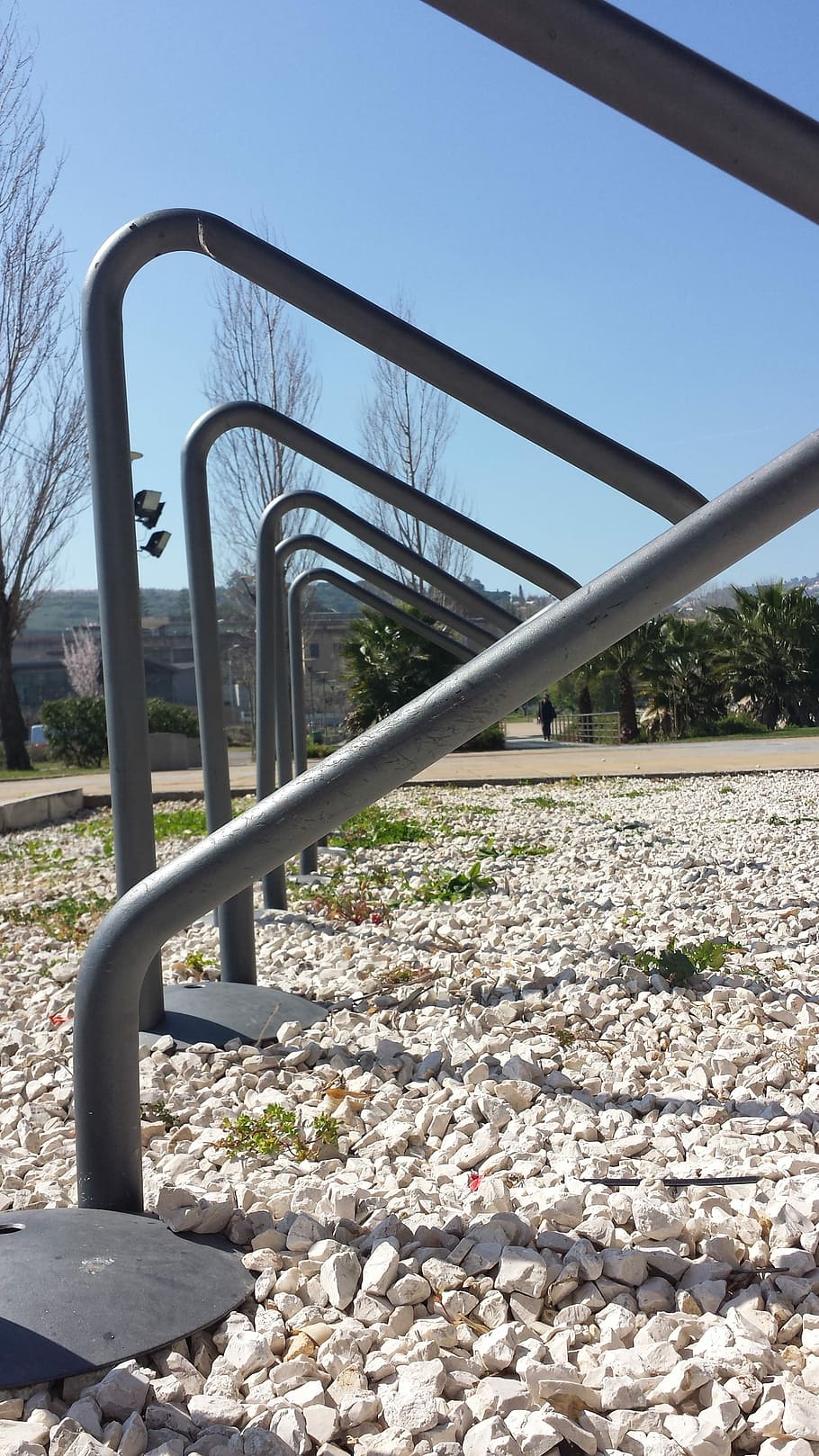 Loures, Lisbon, City Park, Portugal, contrast, irons, perspectives, bike carriers, metal, built structure