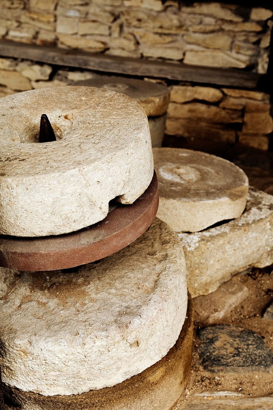 millstone, mill, old, stone, ancient, grinding, round, grindstone, medieval, windmill