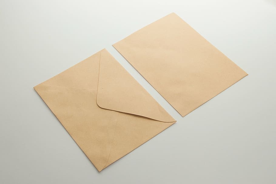 two, brown, envelopes, white, panel, mail, envelope, letter, message, send