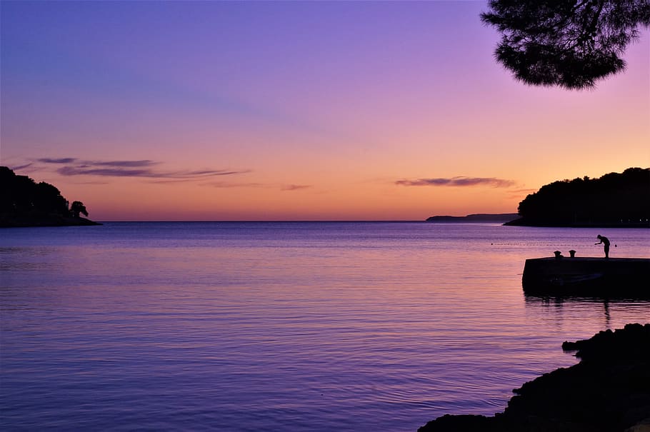 croatia, losinj, sunset, sea, water, island, adriatic, ocean, landscape, bay